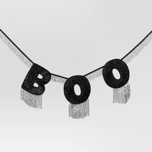 NEW Hyde & Eek Black 72" Velvet Boo Fringe Garland